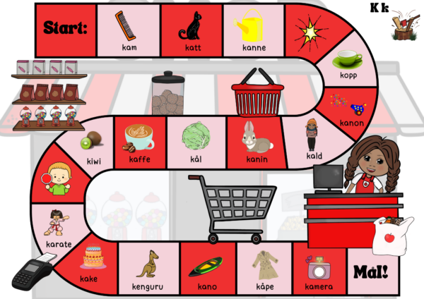 Butikkspill med /k/-lyd først i ord